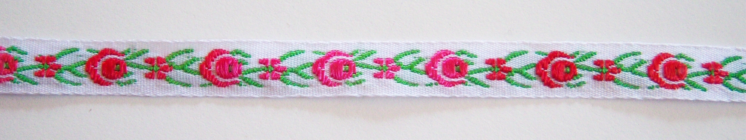 White/Pink/Red 7/16" Jacquard