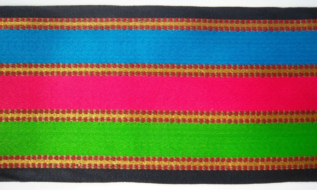 Cyan/Hot Pink/Gold 3" Ribbon