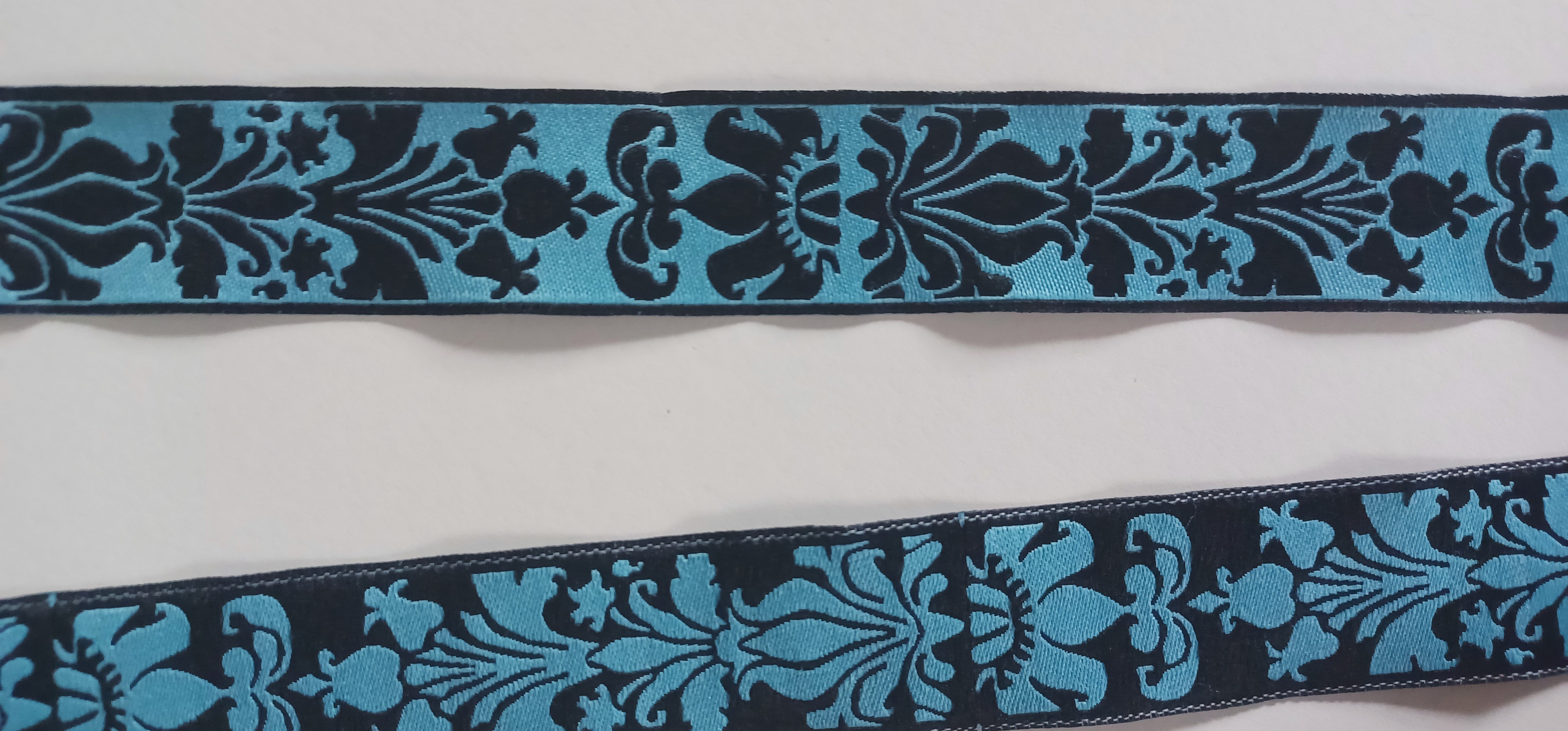 Turquoise/Black Motif 15/16 Inch Jacquard