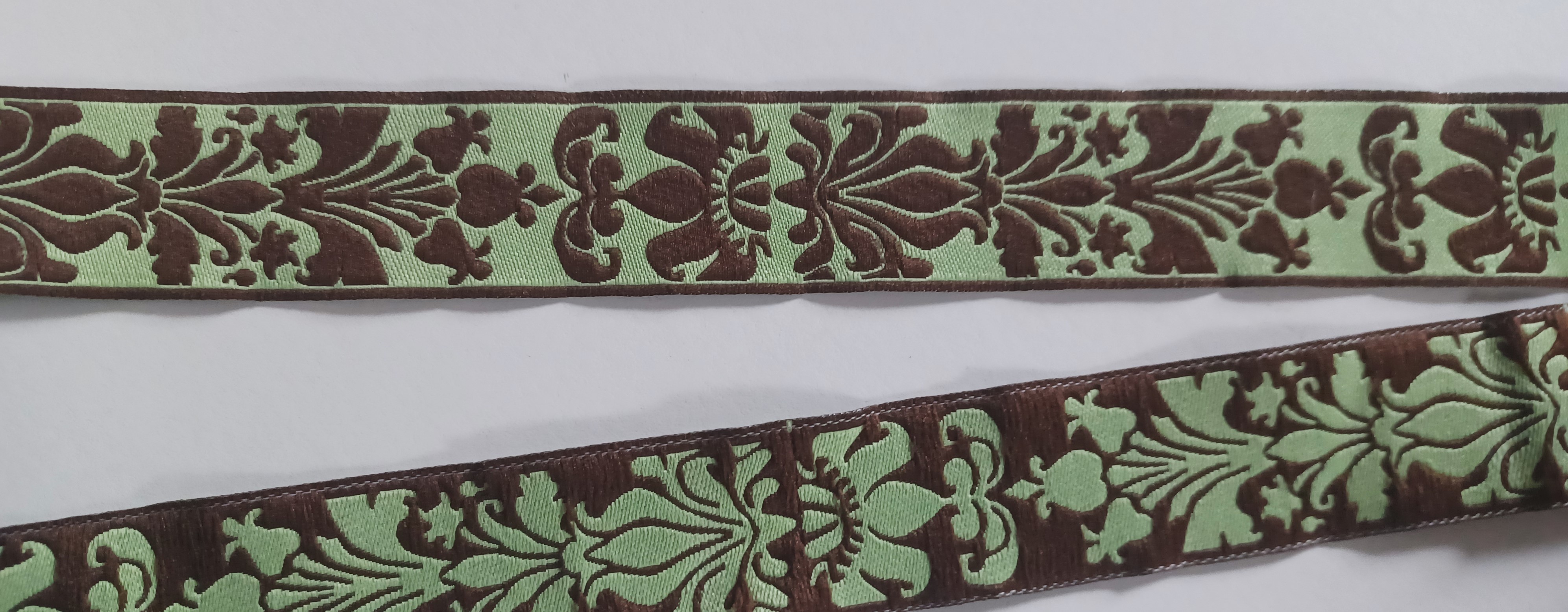 Lime/Brown Motif 15/16 Inch Jacquard