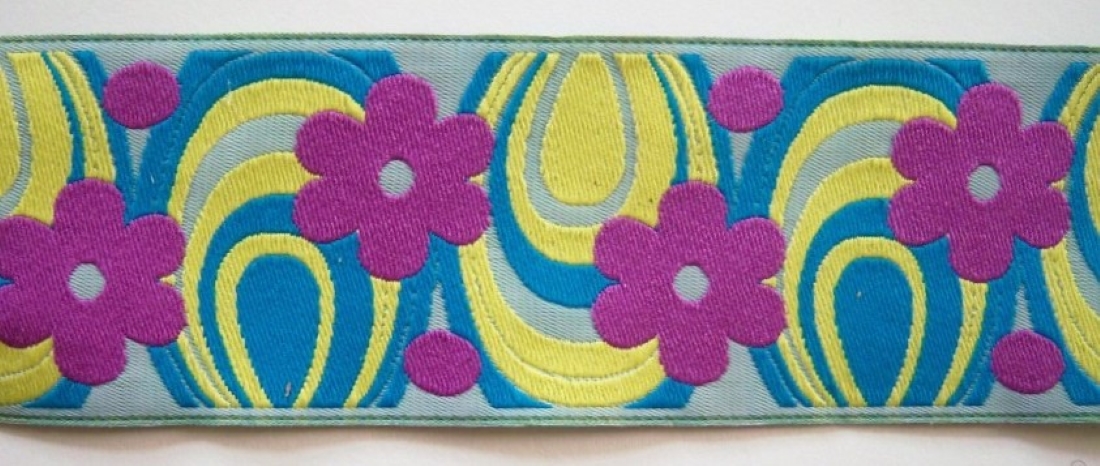 Turquoise/Yellow 1 7/8 Inch Jacquard