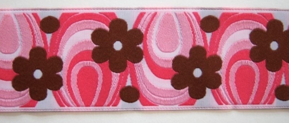 Pink/Brown 1 7/8 Inch Jacquard