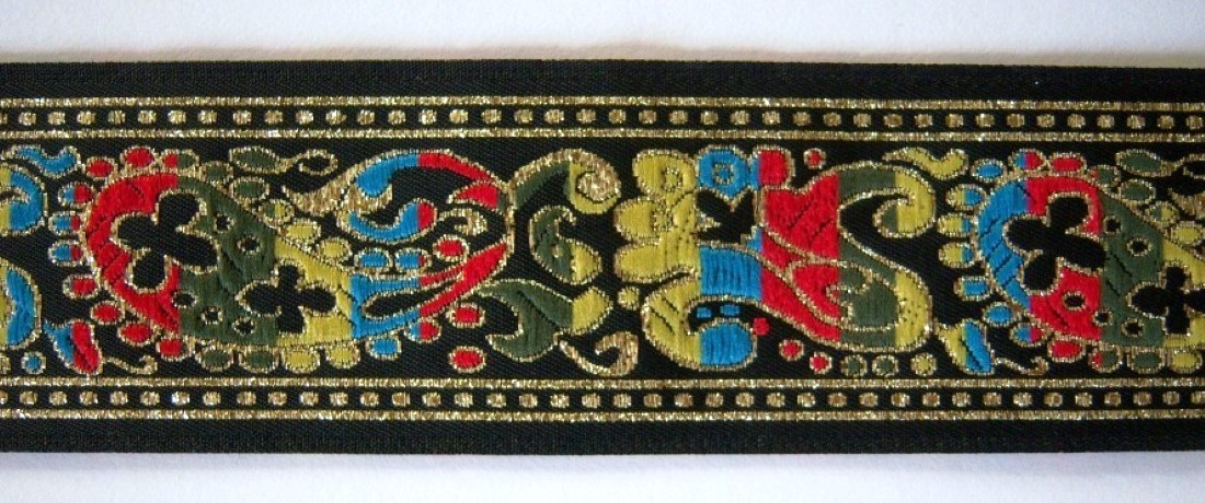 Black/Gold 1 1/2" Jacquard