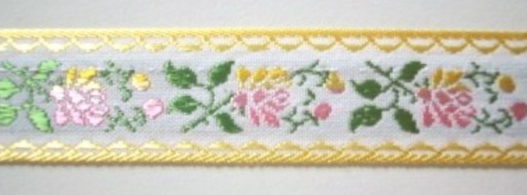 Yellow Floral 1" Satin Ribbon