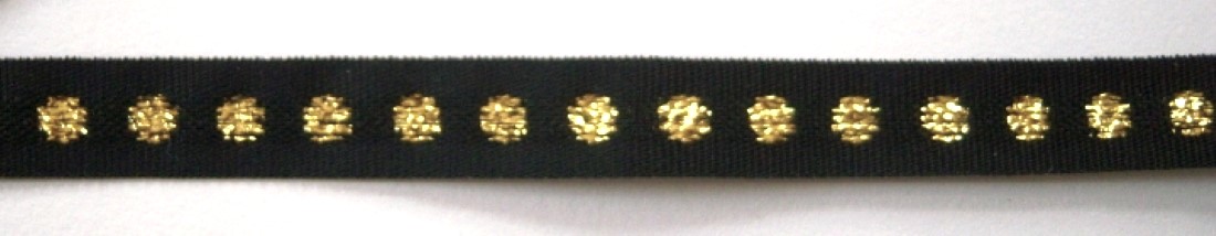 Black/Gold Dot 3/8" Ribbon