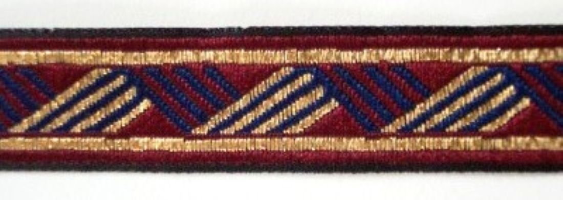 Burgundy/Navy/Gold 9/16" Jacquard