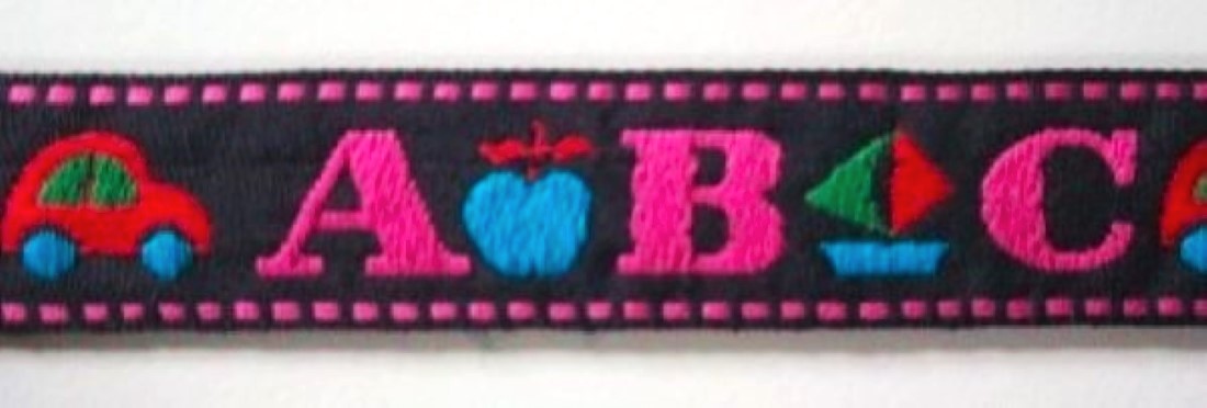 Black/Hot Pink 1 1/8 Inch Jacquard