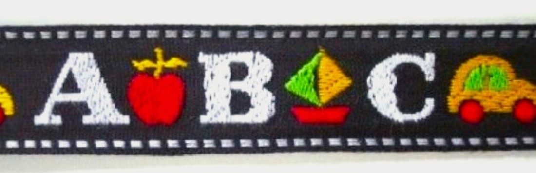 Black/White 1 1/8 Inch Jacquard