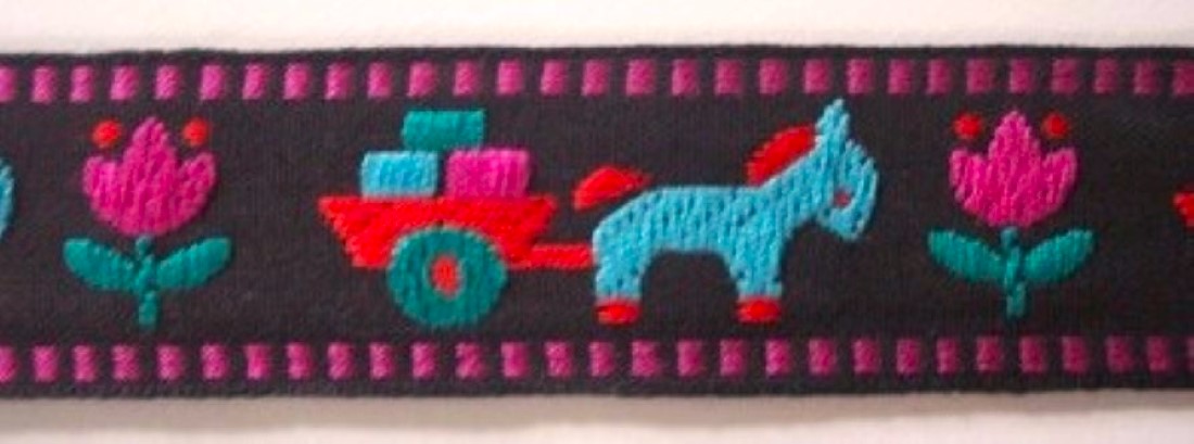 Black/Aqua 1 1/8 Inch Pony/Cart
