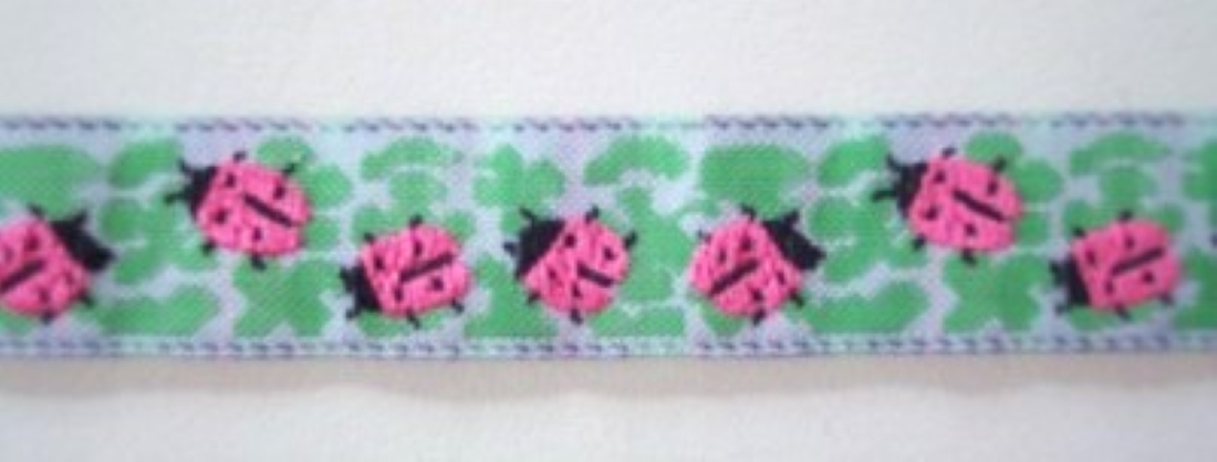 Pink Ladybugs 9/16" Jacquard