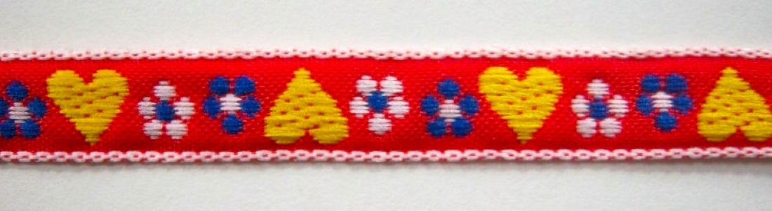 Red/Yellow 7/16 Inch Hearts Jacquard
