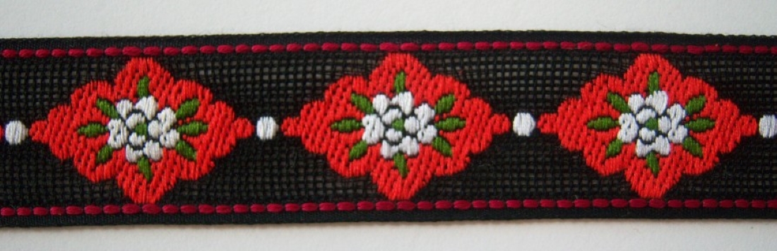 Black/Tomato 1 1/8 Inch Jacquard