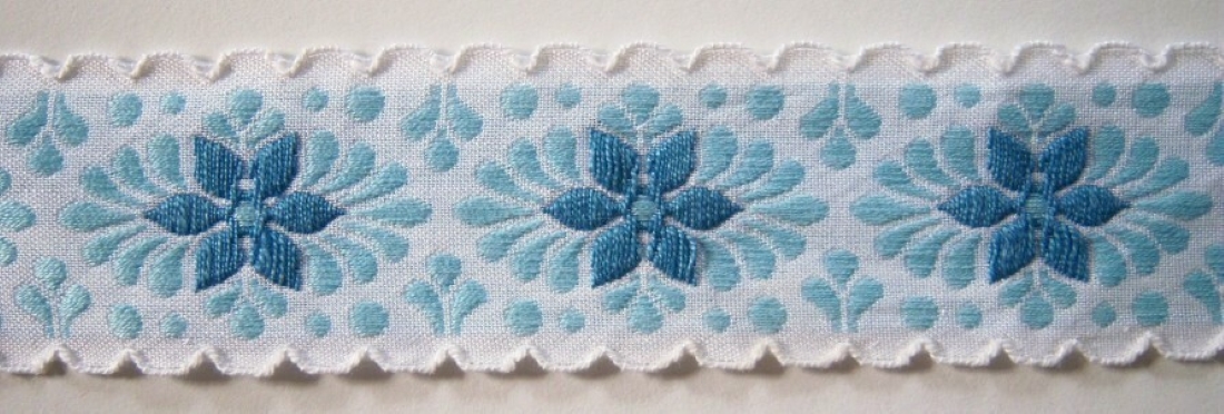 White/Ice Blue 1 1/4 Inch Jacquard