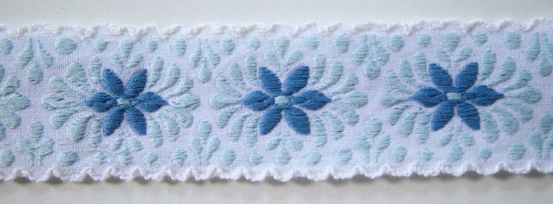 White/Ice Blue 1 1/4 Inch Jacquard
