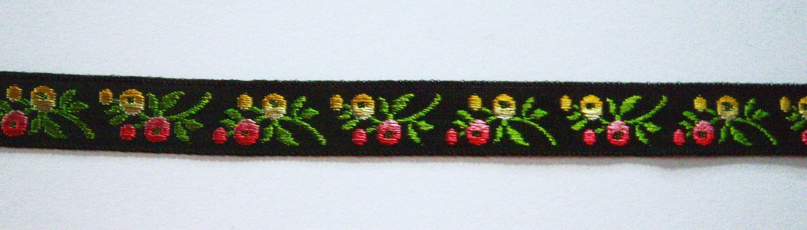 Black/Pink Floral 1/2" Jacquard