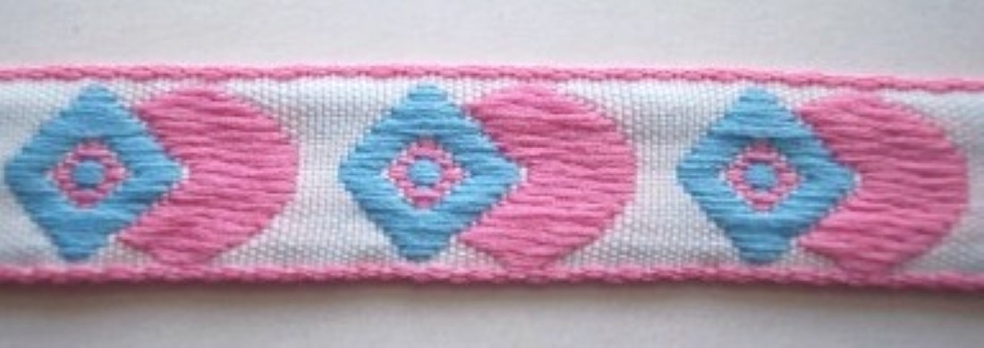Pink/Aqua 5/8 Inch Jacquard