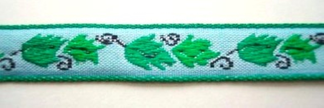 Blue/Emerald 1/2 Inch Leaves Jacquard