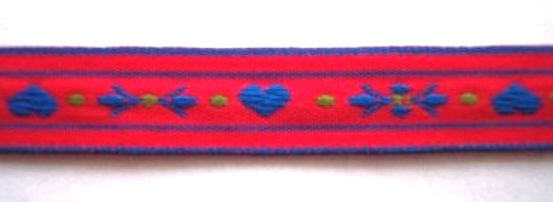 Red/Royal 7/16 Inch Hearts Jacquard