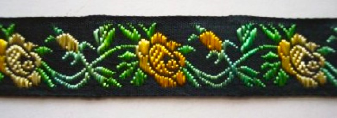 Black/Yellow 3/4 Inch Jacquard