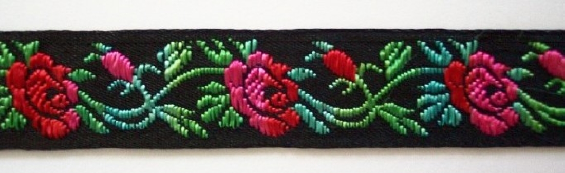 Black/Red/Green 3/4 Inch Jacquard