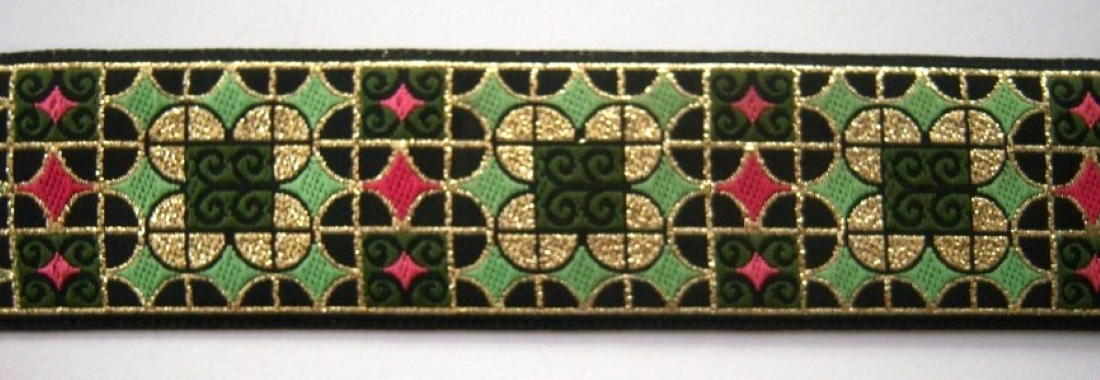 Black/Green/Gold 1 7/16" Ribbon