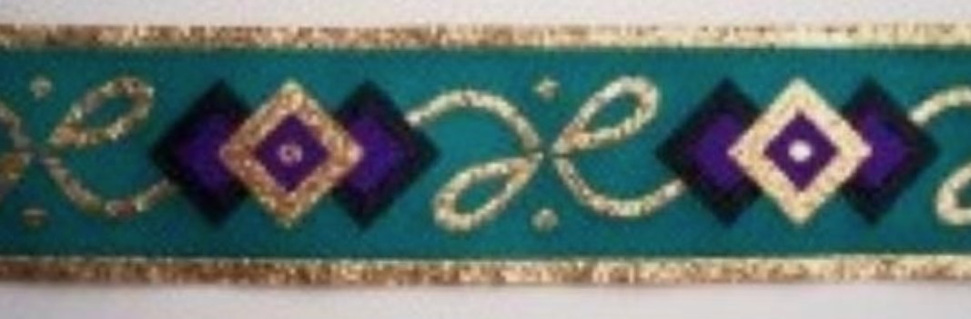 Teal/Gold 1 1/4" Jacquard