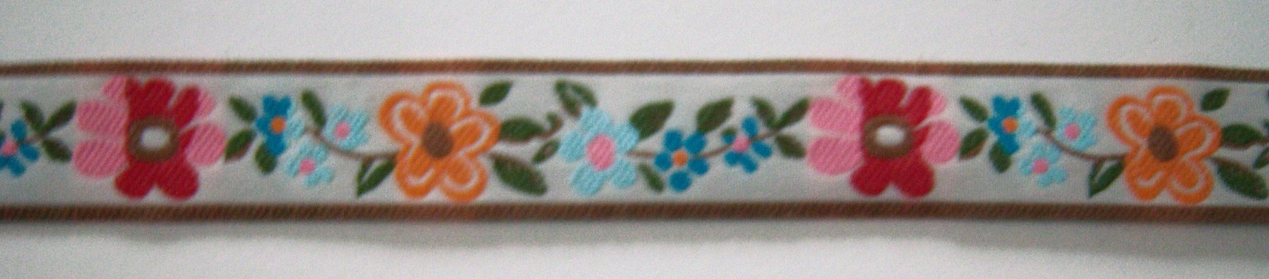 Beige/Cocoa 3/4 Inch Floral Jacquard