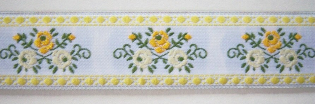 White/Yellow 1 1/8 Inch Jacquard