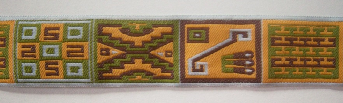 Gold/Cocoa/Olive 1 1/8 Inch Jacquard