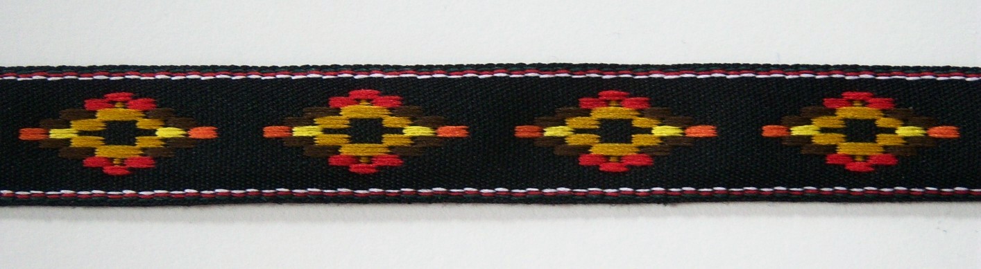 Black/Gold 3/4 Inch Jacquard