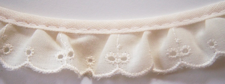 Natural Ruffled 7/8" Eyelet Lace