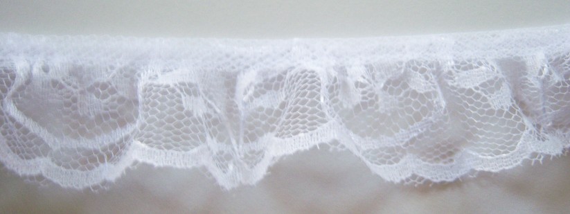 White 1 1/8" Ruffled Lace