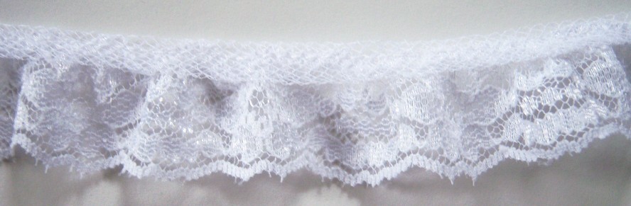 White 1 1/8" Ruffled Lace