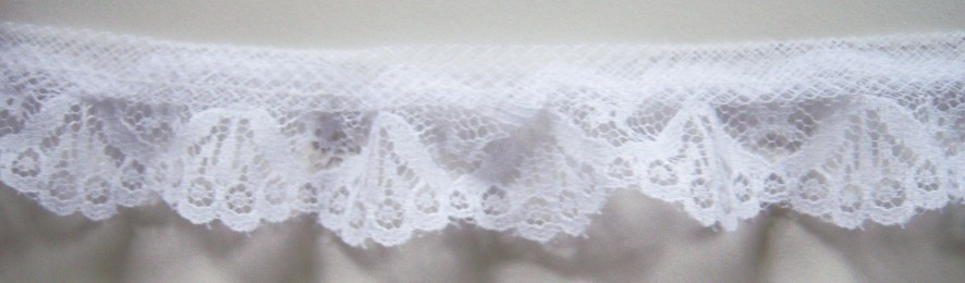 White 1 1/8" Ruffled Lace