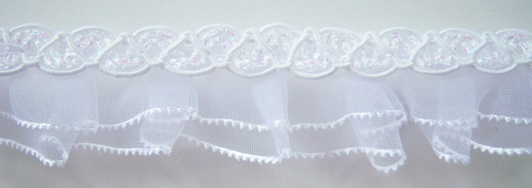 White Iridescent 1" Nylon Lace