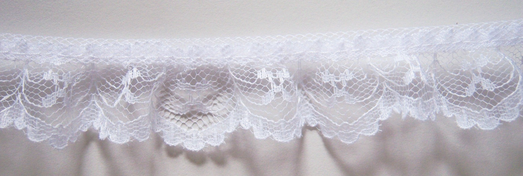 White 1 1/8" Ruffled Lace