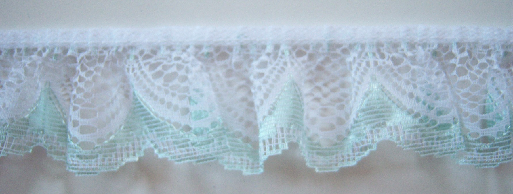 White/Mint 1 3/4" Ruffled Lace