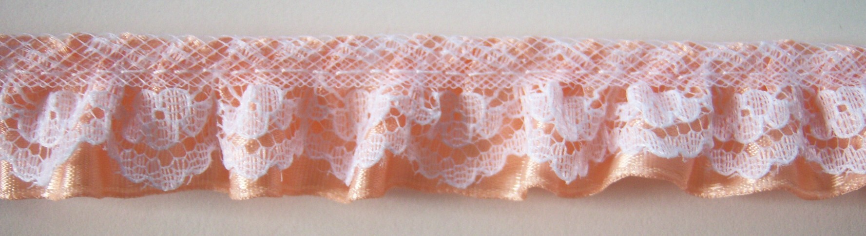 White 7/8" Lace/Peach Satin Ribbon