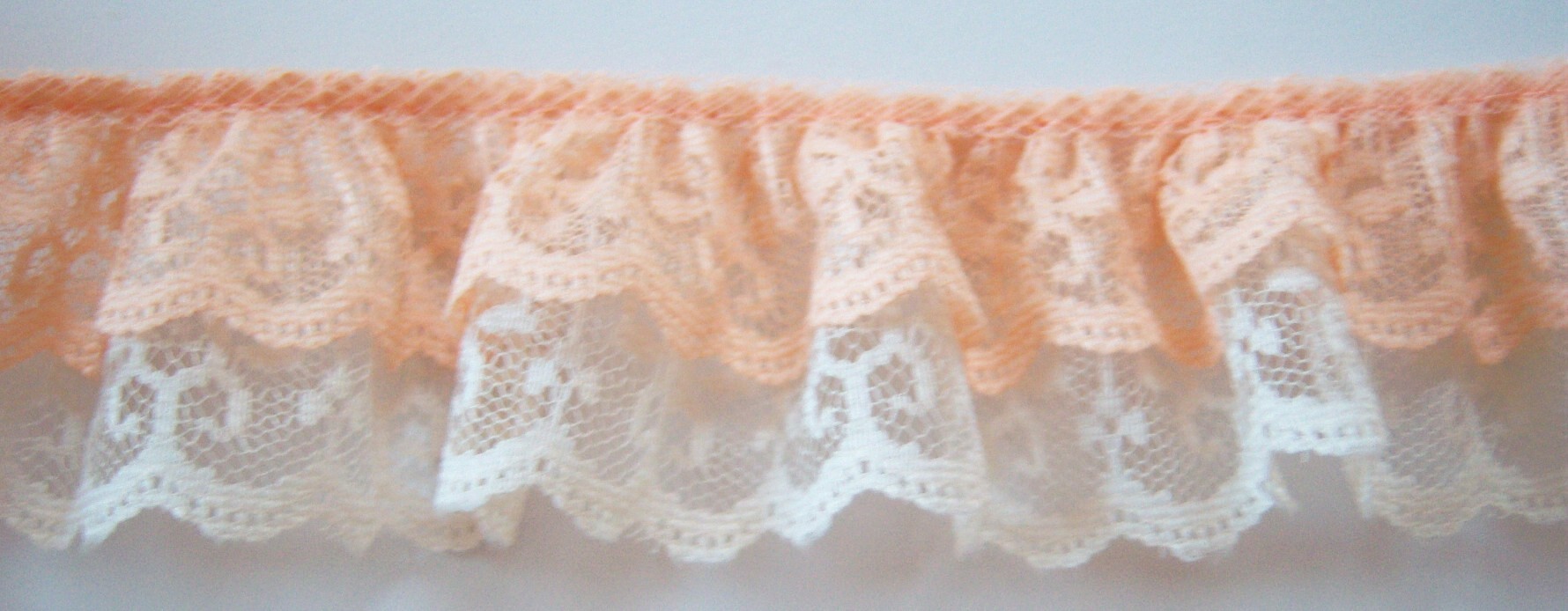 Peach/Ivory Double Gathered Lace