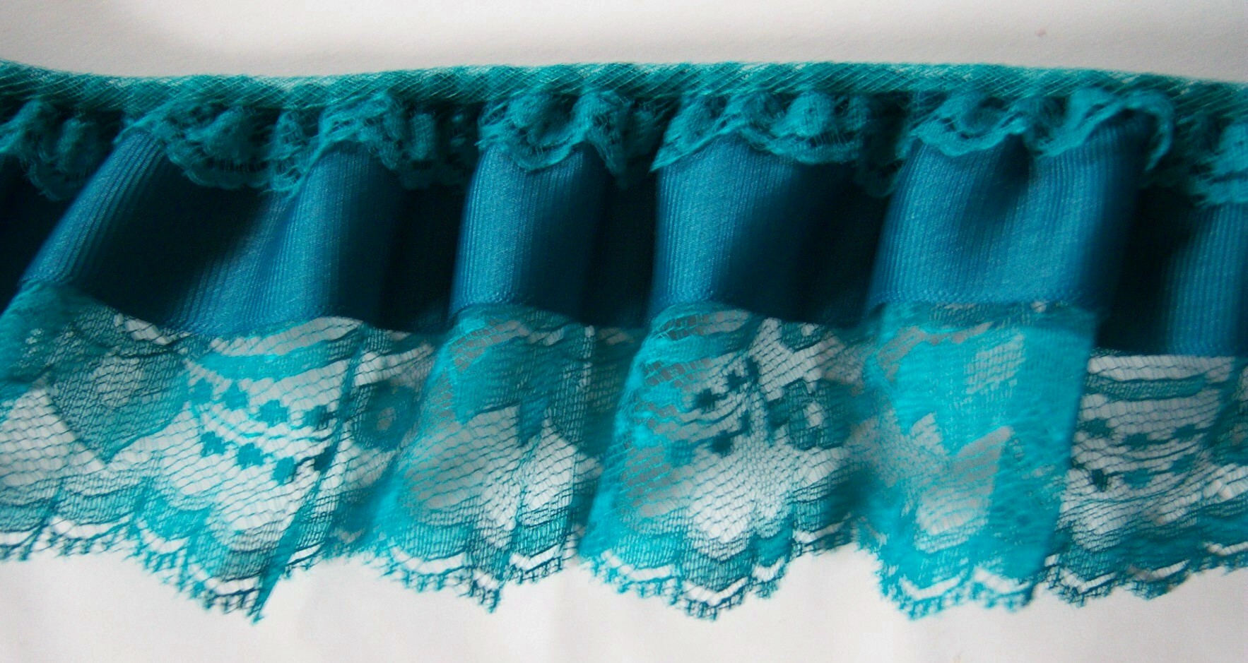 Teal Satin/Jade Ruffled 3 1/4" Lace