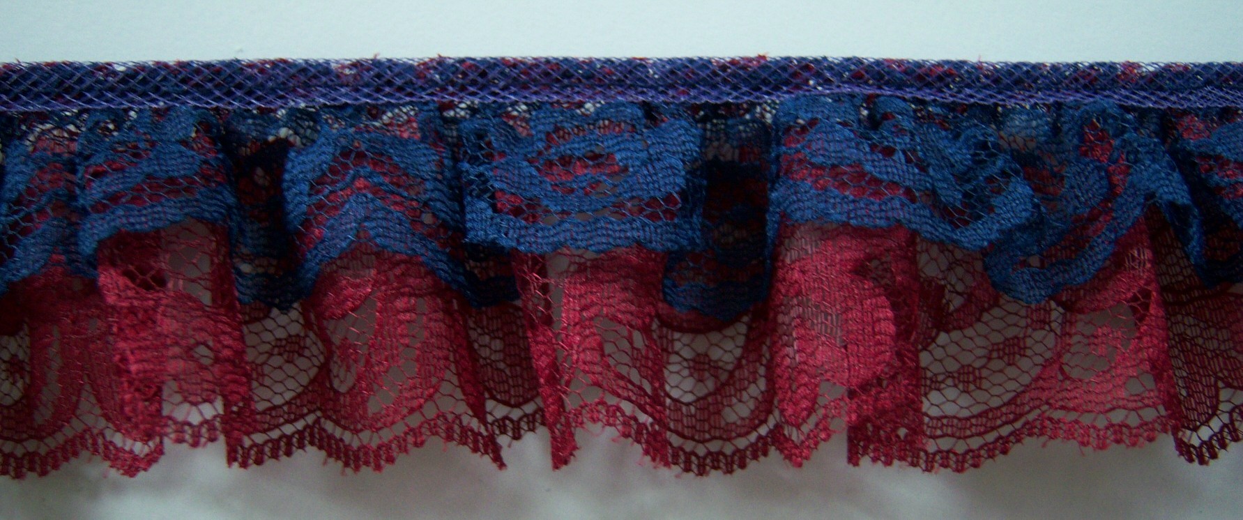 Classic Navy/Burgundy Double Gathered Lace