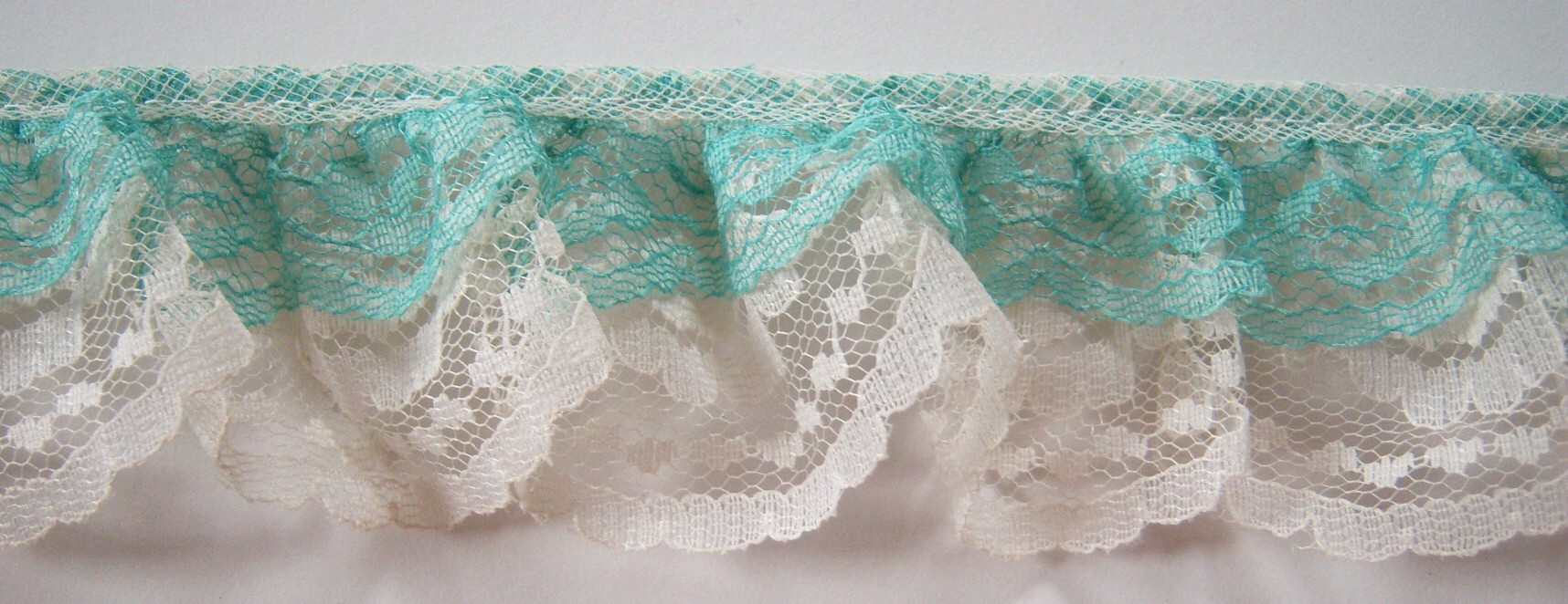 Seafoam/Eggshell Double Gathered Lace