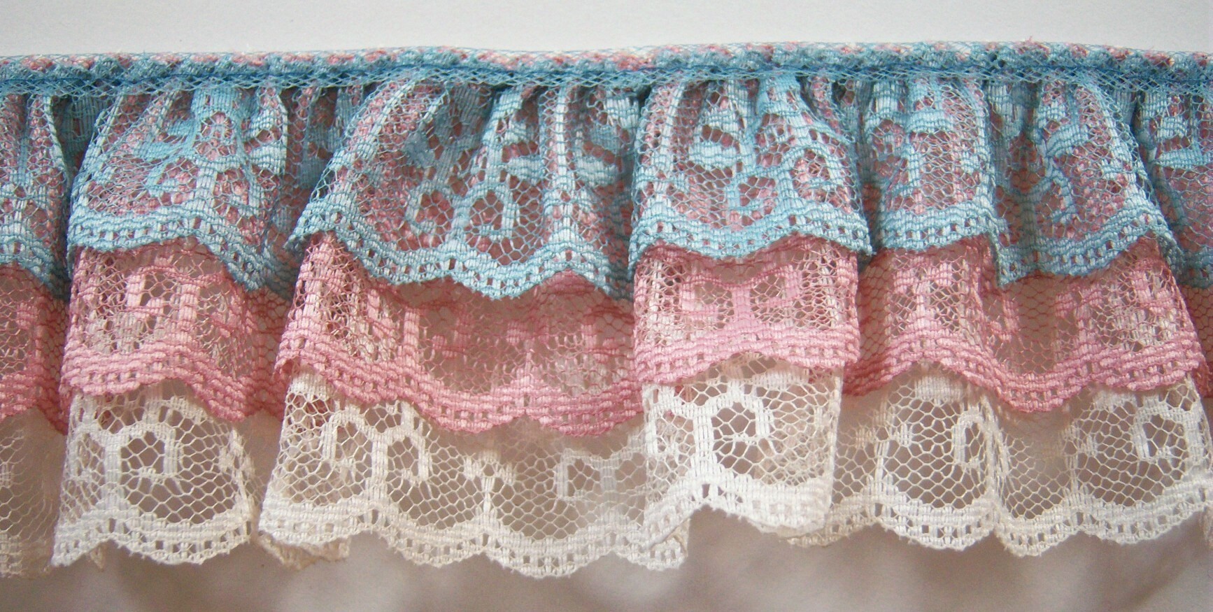 Blue/Rose/Ivory Triple Lace