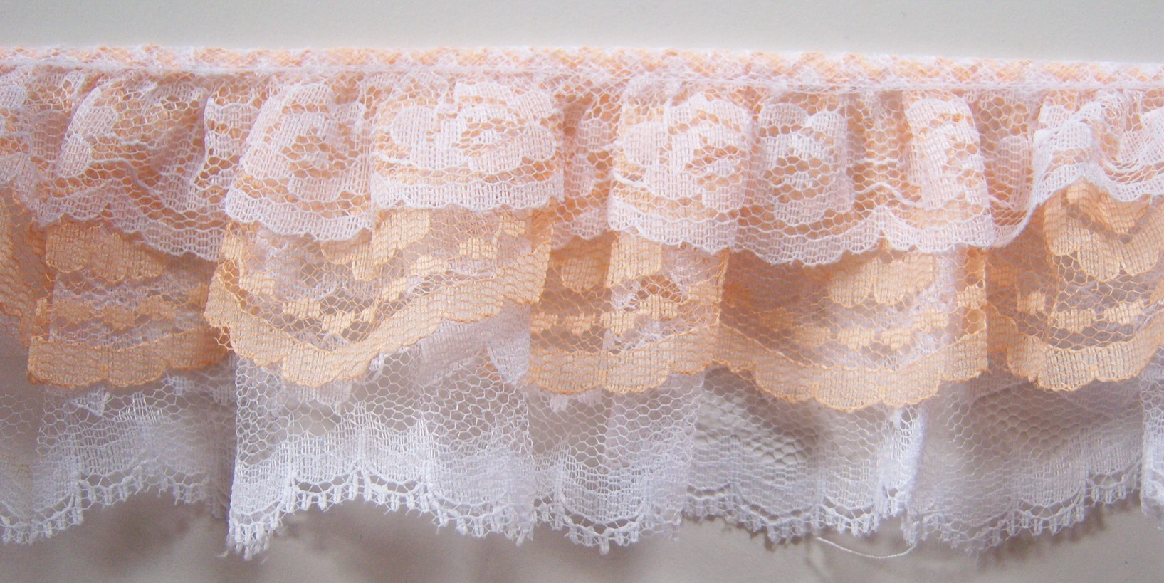 White/Peach/White 2 3/4" Triple Lace