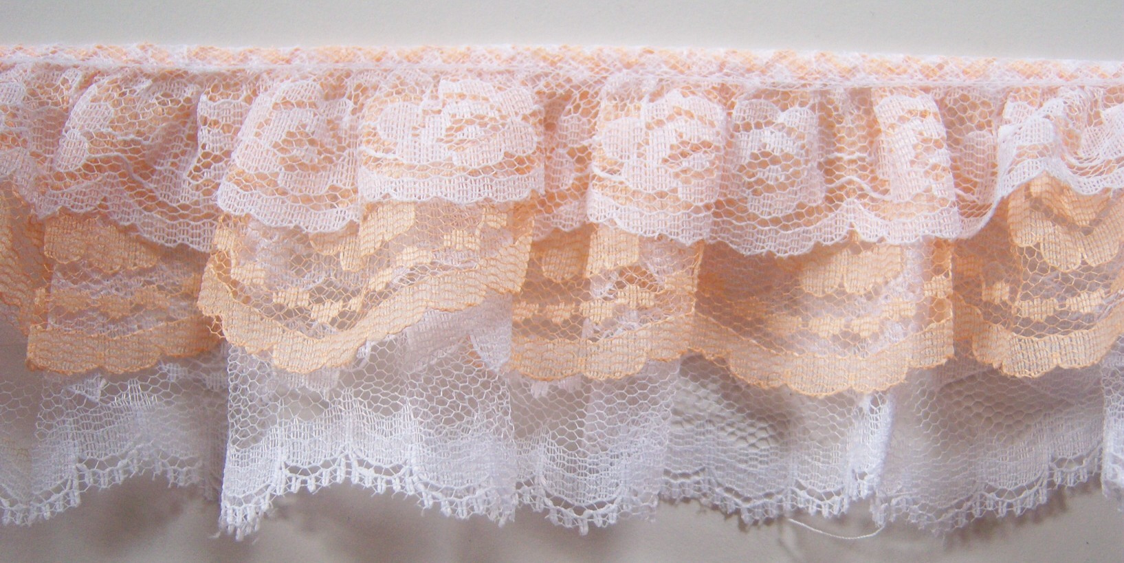 White/Peach/White 2 3/4" Triple Lace