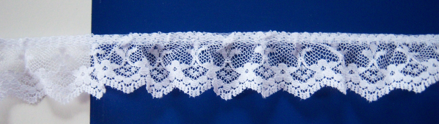 White 1 1/4" Ruffled Lace