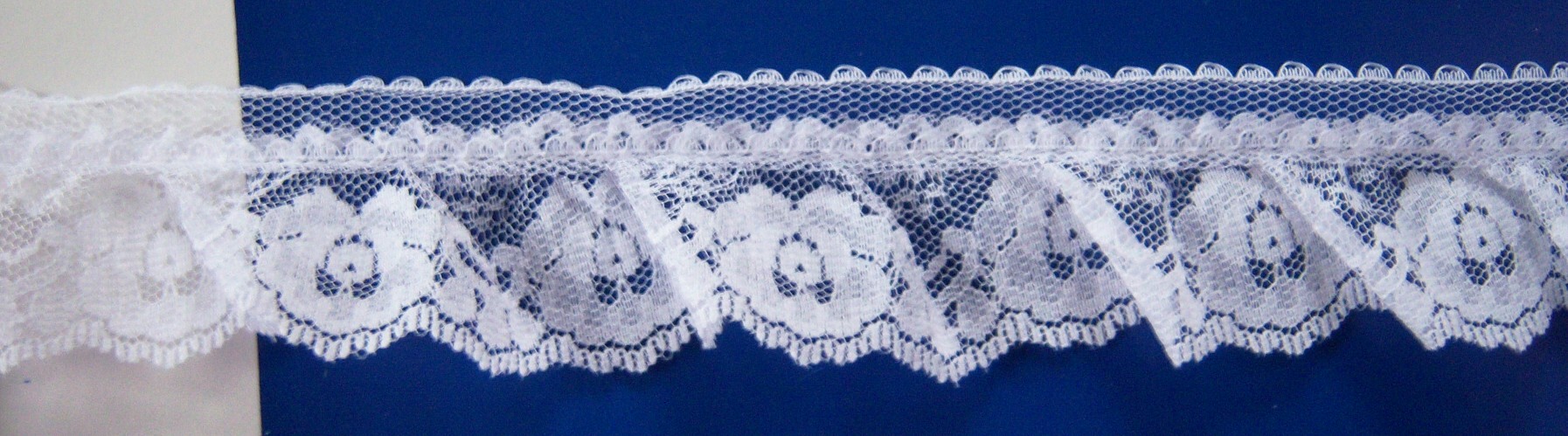 White 1 1/2" Ruffled Lace