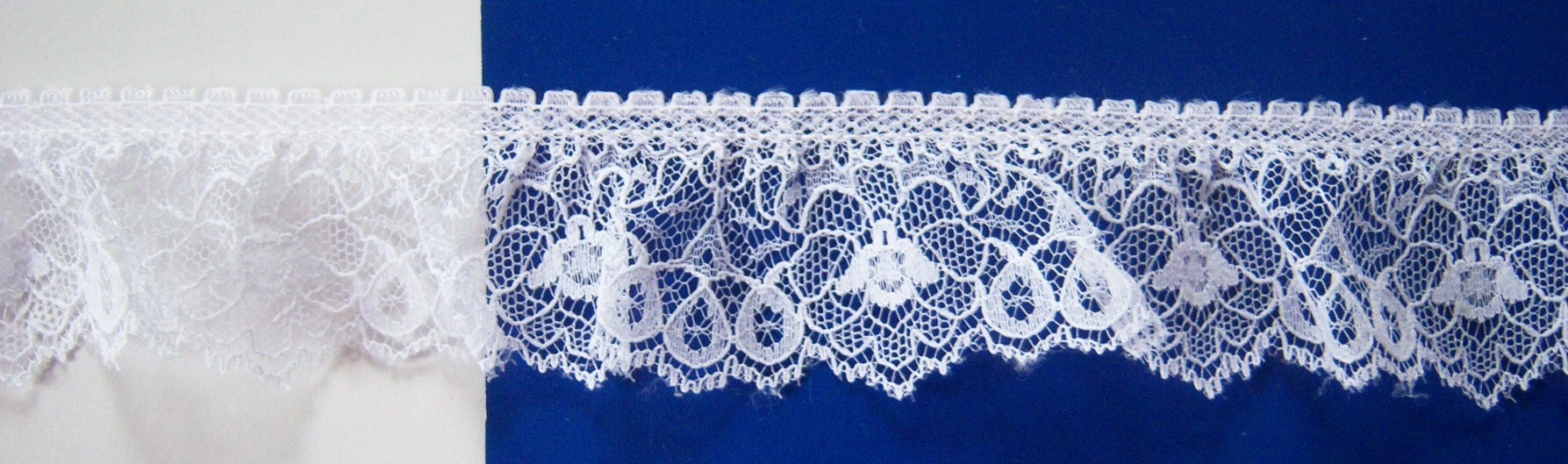 White 1 1/2" Ruffled Lace