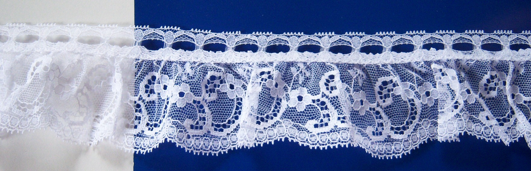 White 2 1/4" Ruffled Lace