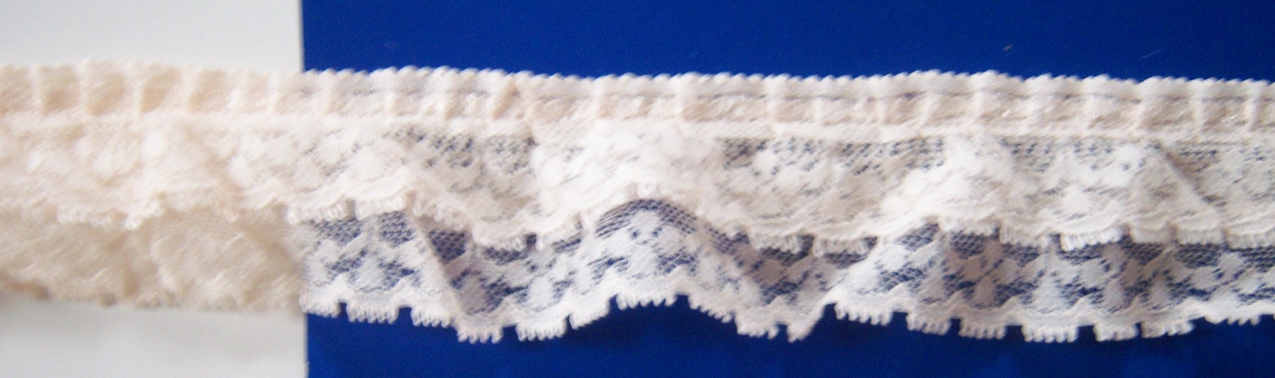 Beige 1 1/2" Double Gathered Nylon Lace